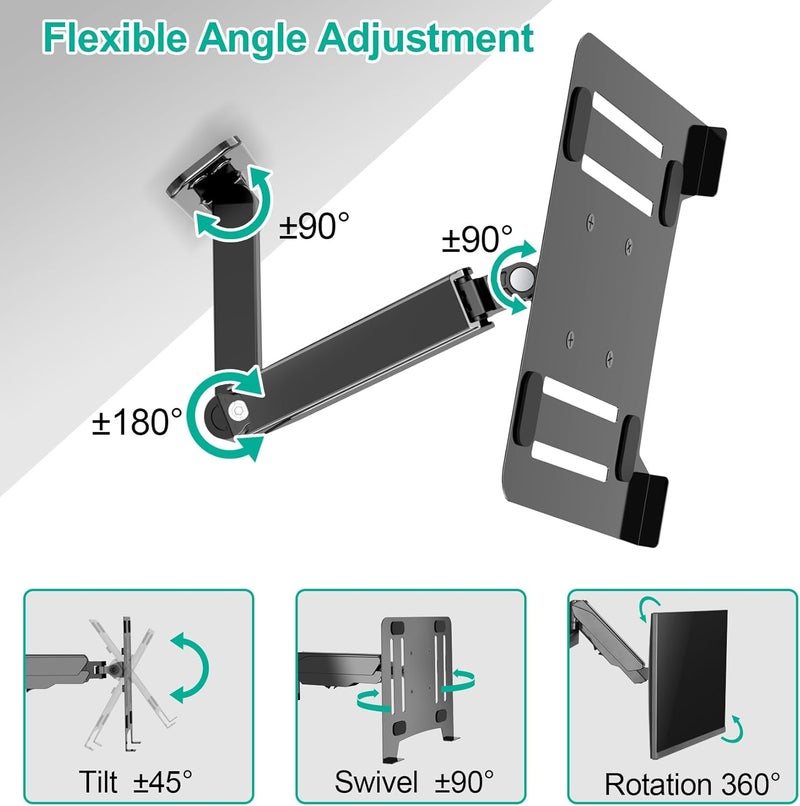 UPGRAVITY Laptop Wall Mount, 2-in-1 Gas Spring Wall Holder with Vented Tray for 12"-17" Notebook/13-32 Computer Screen, Full Motion Adjustable Wall Mount Laptop Stand Holds 3.3-17.6lbs - Image 5